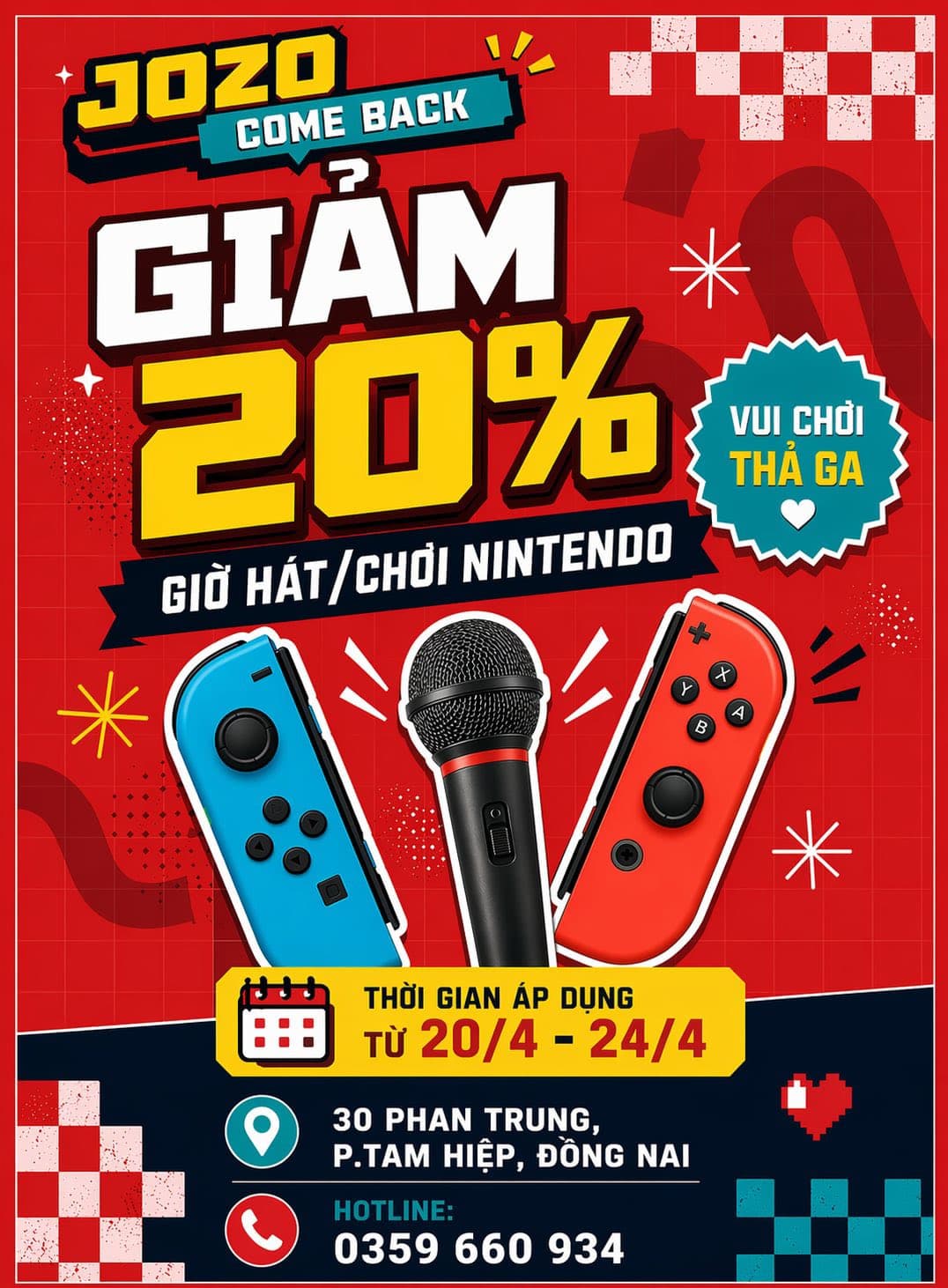 Giảm ngay 20% giờ hát & chơi Nintendo từ 20/4 – 24/4